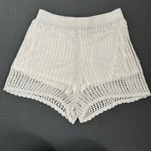 Ocean Drive White Crochet Coverup Shorts
